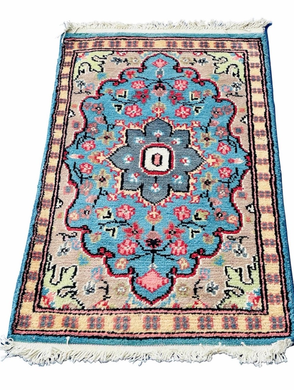 Ferozi Floral Medallion Hand-Knotted Rug Home Decor (3by2Ft)